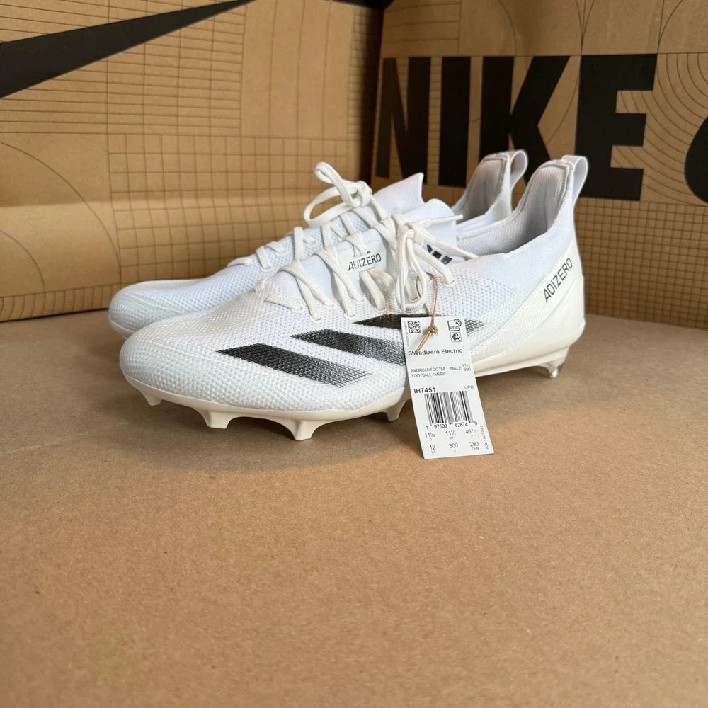 Adidas ADIZERO ELECTRIC+ FOOTBALL CLEATS White/Black Mens Size‎ 12 IH7451 NEW